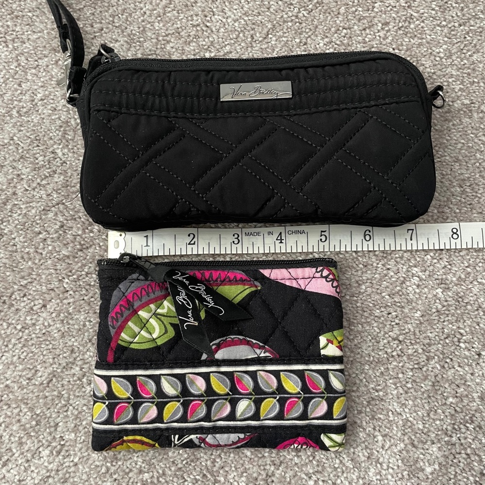 Vera Bradley Black and Colorful Patterned Wristlet Duo